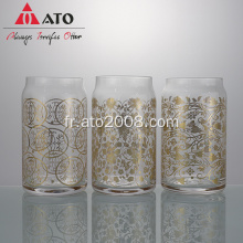 Clear Rattan &amp; Blossom Drink Tug exquise imprimé en verre tasse en verre